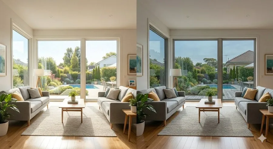 Solar film before after